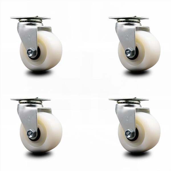 4 Inch Nylon Wheel Swivel Caster Set with Ball Bearings SCC